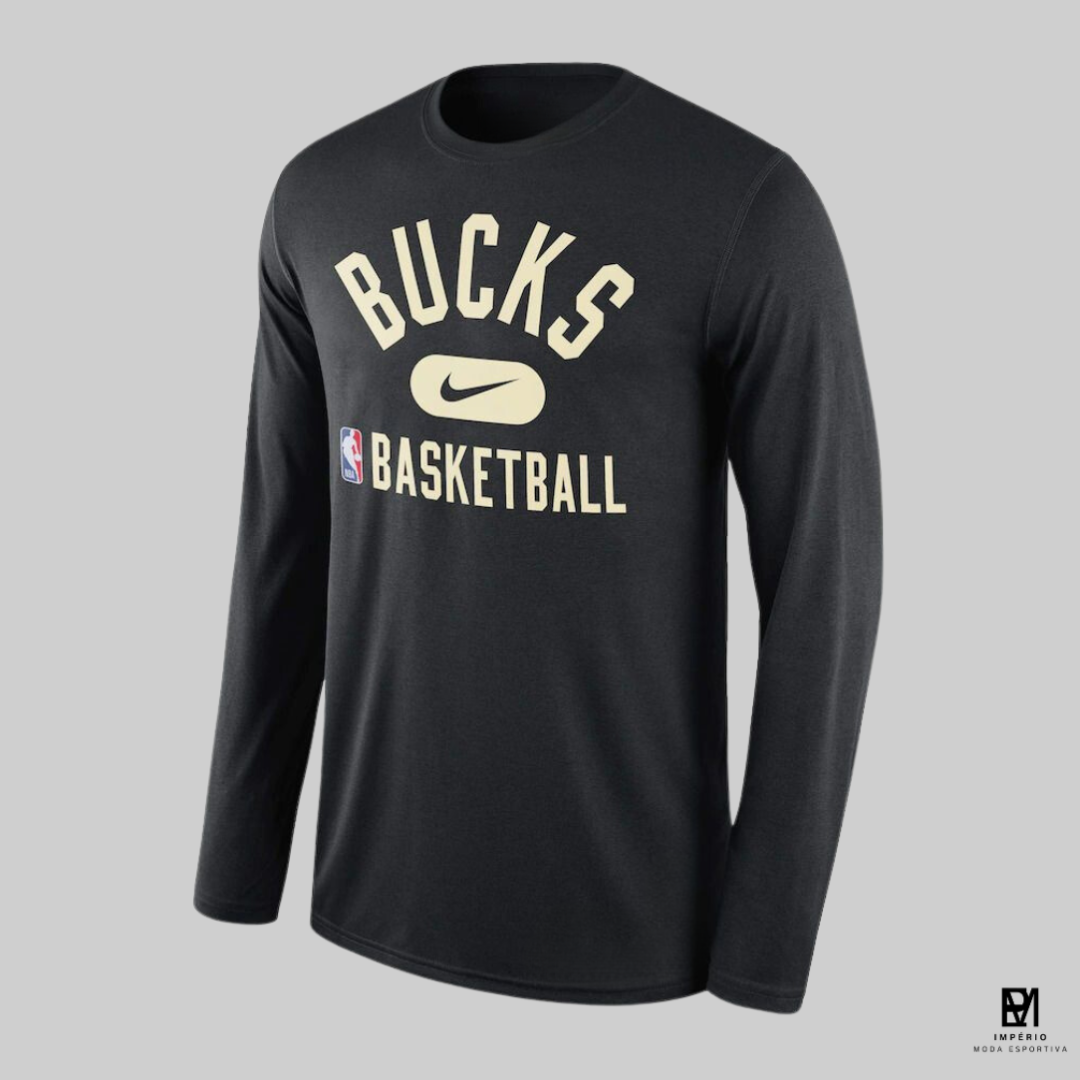 NBA - Bucks - manga longa - preta