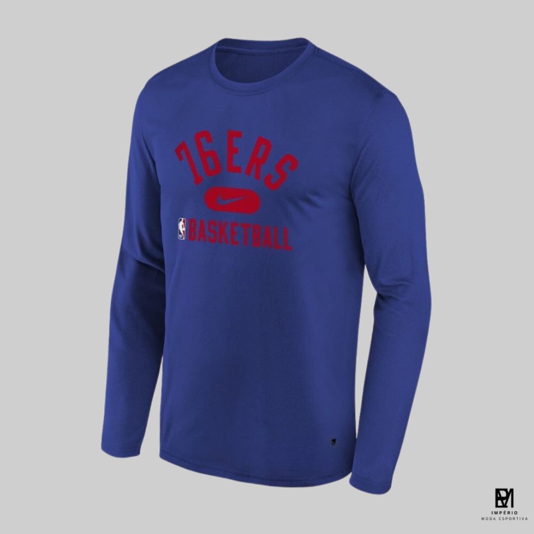 NBA - 76ers - manga longa - azul