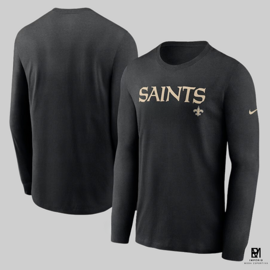 NFL - New Orleans Saints - manga longa - preta