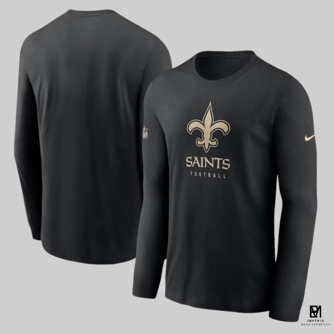 NFL - New Orleans Saints - manga longa - preta com escudo