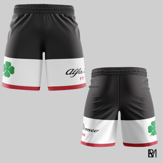 Fórmula 1 - Short - Alfa Romeo - preto e branco